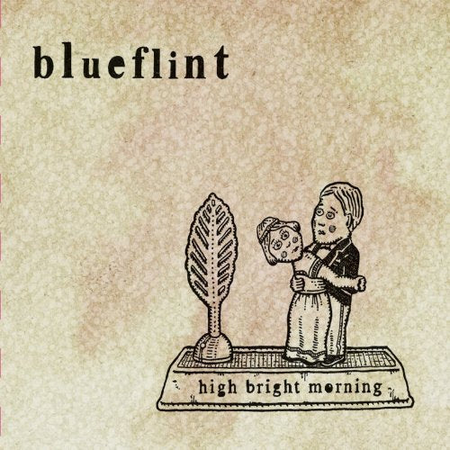 "Album cover with a drawing of a person holding a hammer next to a feather."