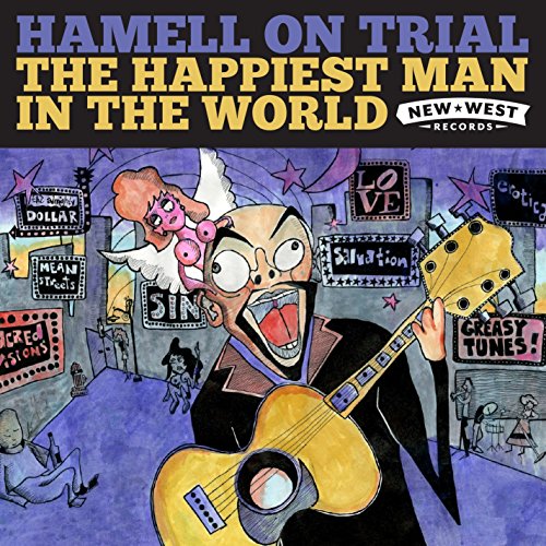 Vinyl album cover featuring a cartoon man playing guitar, surrounded by whimsical illustrations.