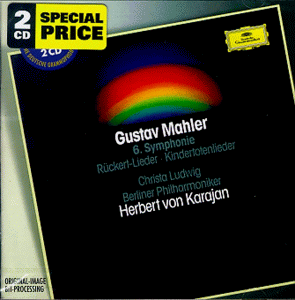 CD case with a cover, featuring Herbert Karajan's Mahler symphony and song collections.