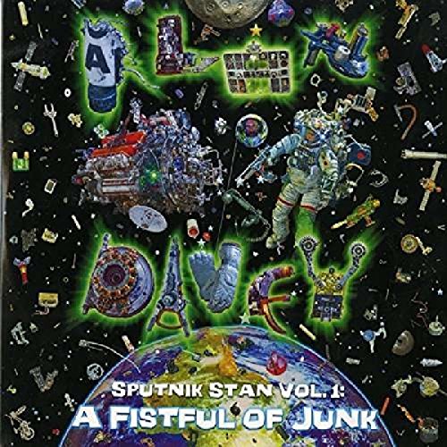 Album cover with astronaut and space junk surrounding Earth, titled "A Fistful of Junk".