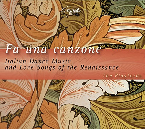 "CD cover with floral pattern and text 'Fa una canzone' and 'The Playfords'."