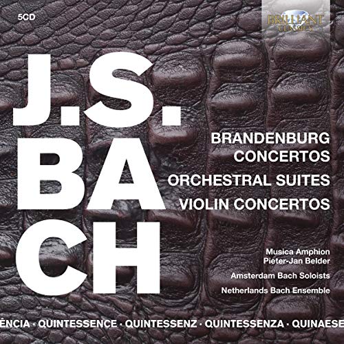 "CD cover with 'J.S. Bach' in large white letters on a dark brown leather texture."