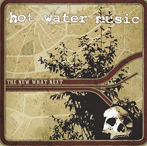 Vinyl album cover with a map background, skull, and foliage, titled "The New What Next".