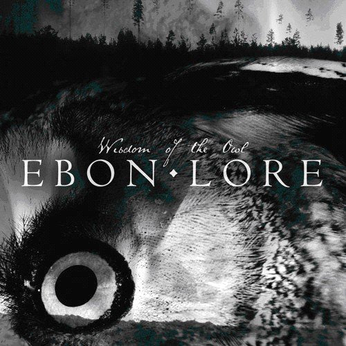 "Album cover featuring a close-up of an owl's face with forest background."
