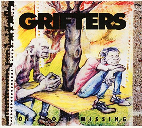 "Album cover art featuring a sketched scene of two people and a tree."