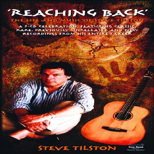 "Album cover featuring a man sitting with a guitar, against a textured background."