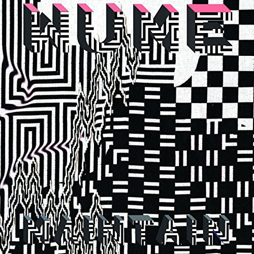 A black and white abstract image with geometric shapes and lines.