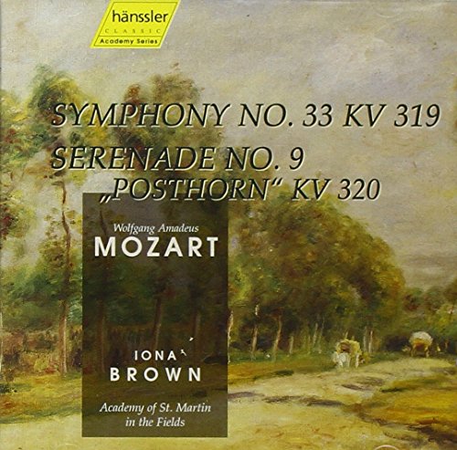CD cover with a landscape painting and text about Mozart's music compositions.