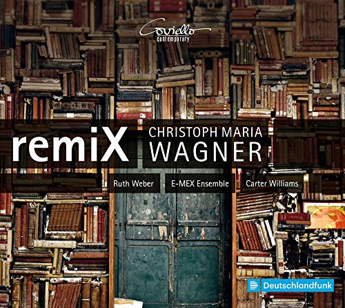 A CD cover with a bookshelf background and "remiX" and "Christoph Maria Wagner" text.