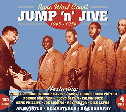 "CD cover featuring five men in suits against a blue background."