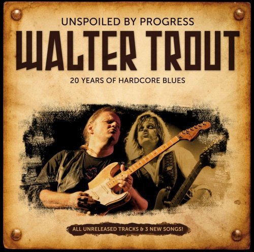 "Walter Trout album cover featuring a man playing guitar with another man behind him."