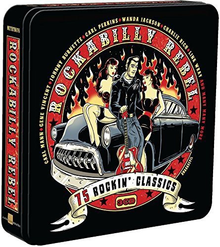 "CD cover art featuring a cartoon man with a guitar and a vintage car."