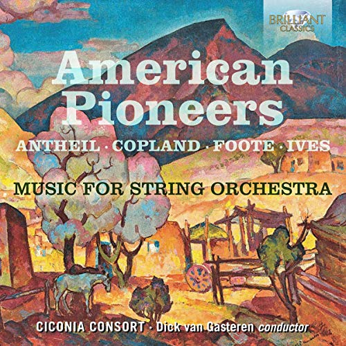 "CD cover with a colorful, impressionist painting of a rural landscape and oxen."