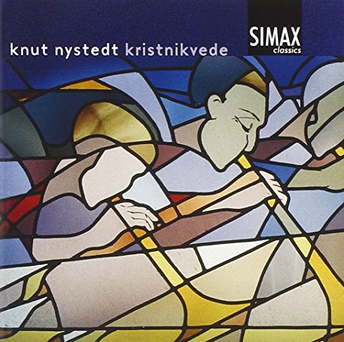 "CD cover featuring stained-glass style artwork of a man playing a stringed instrument."