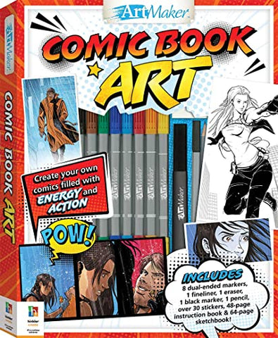 ArtMaker Comic Book Art Kit | Learn to Draw Comic Art for Adults | How to Draw Book with Pens | Cartoon Drawings | Arts and Craft Gifts