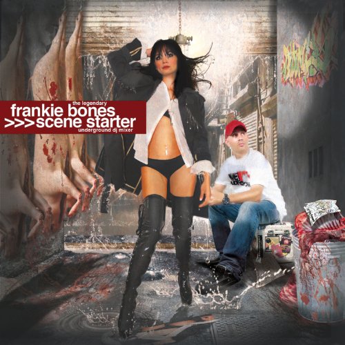 Album cover with a woman in a butcher shop with a man sitting behind her.