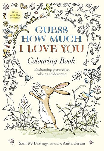 "Colouring book cover featuring a rabbit surrounded by flowers and foliage, with title text."