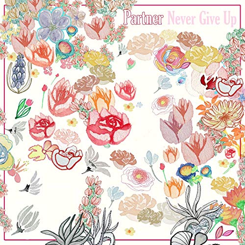 A CD cover with a floral pattern and the text "Partner Never Give Up".