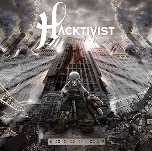 Album cover with a man in a helmet standing amidst destruction and smoke.