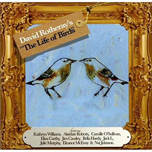 "Gold-framed image with two birds facing each other, album title and featured artists listed."