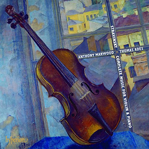 "CD cover featuring a watercolor painting of a violin leaning against a window."