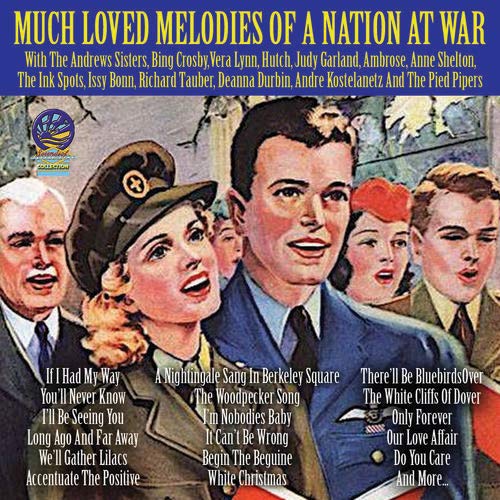 "Vintage-style album cover with WWII-era illustration and song titles listed."