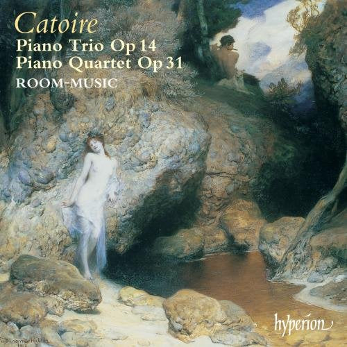 "CD cover with a painting of a woman by a rocky stream."