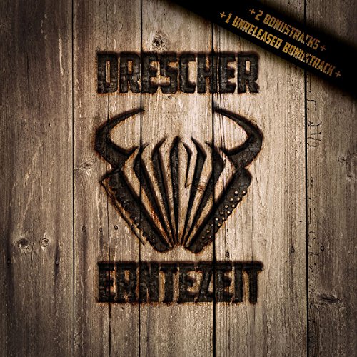 "CD cover with a wooden background and a bull's head design."