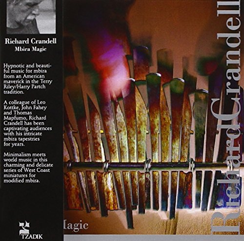 "CD cover with a close-up of mbira keys and artist information on a black background."