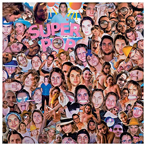 A vinyl record cover with a collage of people's faces and "Super Pop" text.