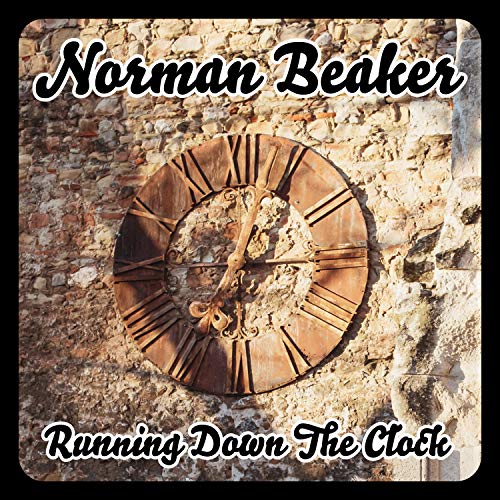 "Album cover with a worn Roman numeral clock on a stone wall."