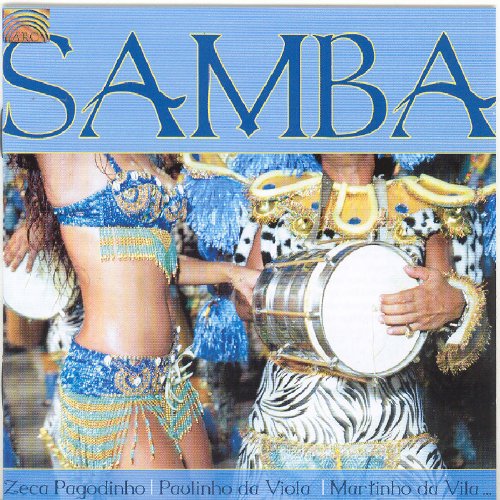 "CD cover with 'SAMBA' title, dancer and drummer in colorful costumes."