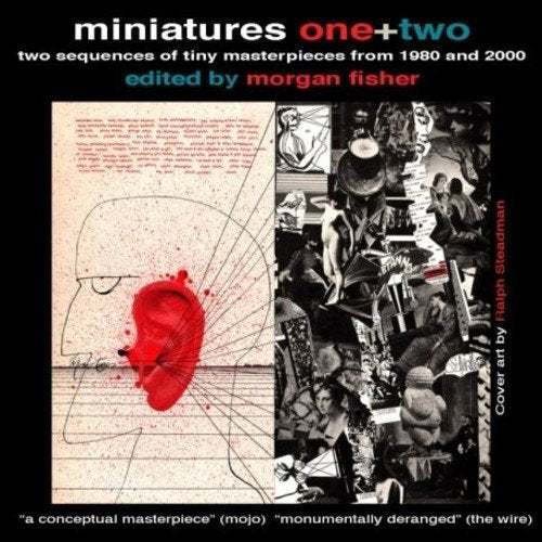 "CD cover art with collage of images and red splatter on black background."