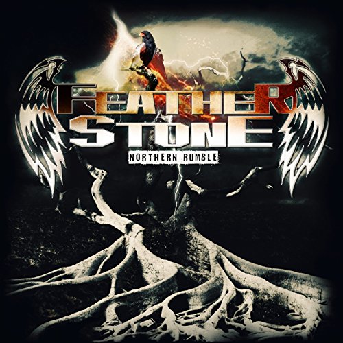 Album cover art: "Featherstone - Northern Rumble" with dark, mystical imagery and winged figure.