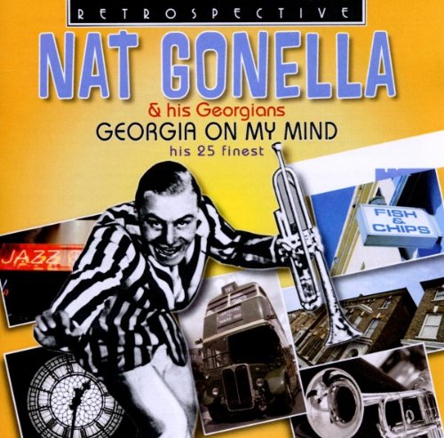 The alt text for the image is: "Album cover featuring Nat Gonella holding a trumpet."