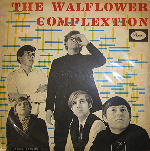 "Album cover featuring a black-and-white band photo with colorful abstract lines and pink text."