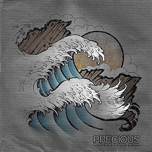 A vinyl record cover featuring an illustration of a large wave crashing.