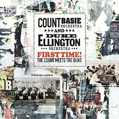 "Collage album cover featuring 'Count Basie and Duke Ellington' in black and red text."