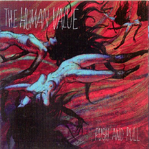 Album cover with abstract illustration of figures, red background, and white text.