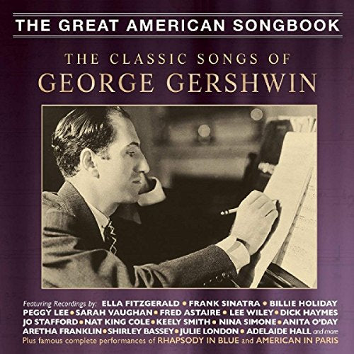 CD cover featuring sepia-toned photo of George Gershwin on a purple background.