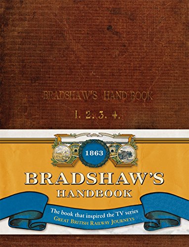 Brown book cover with gold text and a yellow banner featuring "Bradshaw's Handbook 1863".