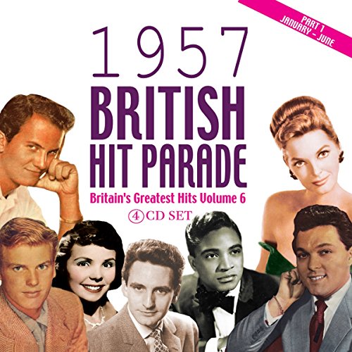 "CD cover with collage of 1950s singers and '1957 British Hit Parade' text."