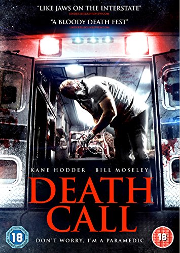 "Image of 'Death Call' DVD cover, showing a paramedic in an ambulance with a grotesque figure."