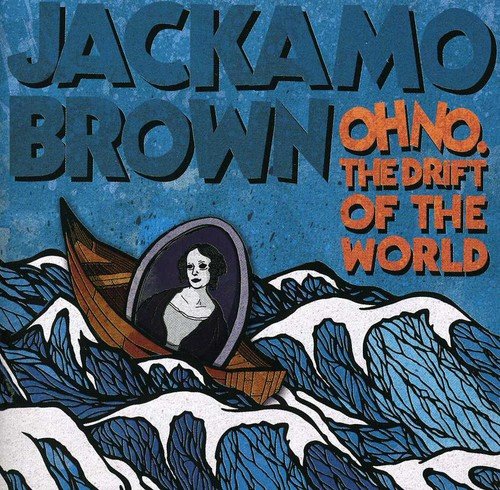 Album cover art: woman in a boat on turbulent waves, blue background, text "Jackamo Brown".