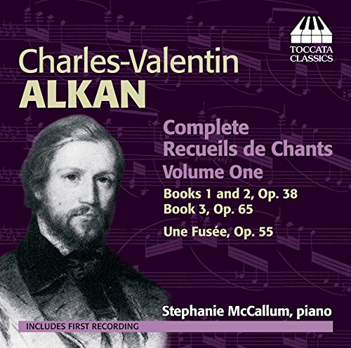 CD cover with Charles-Valentin Alkan portrait on purple background with musical notes.
