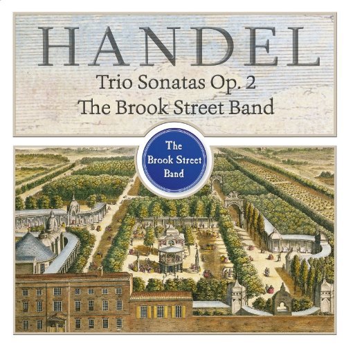CD cover featuring an 18th-century estate illustration and "Handel Trio Sonatas Op. 2" text.