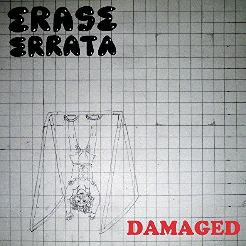 "Album cover with sketched shirt and 'Erase Errata' and 'Damaged' text on graph paper."
