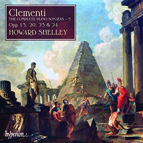 "CD cover with classical painting of people near a pyramid, with text overlay."