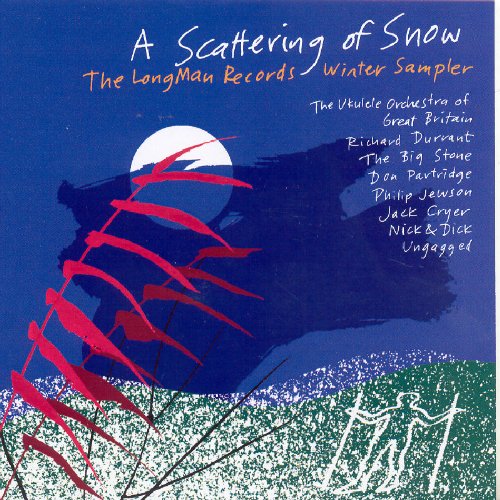 "CD cover with winter landscape, red branches, and artist names on blue background."