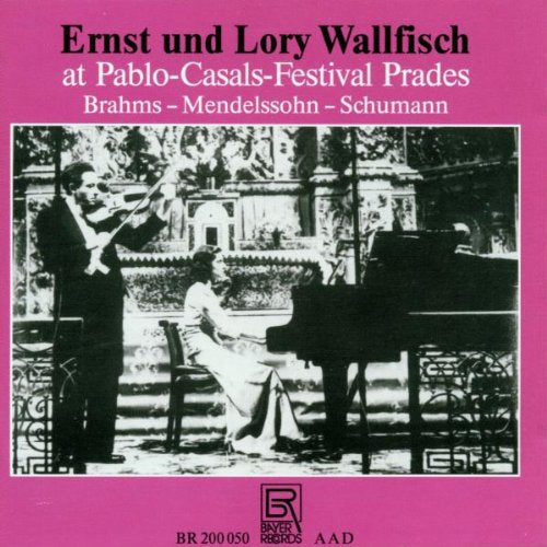 Pink CD cover with black and white image of violinist and pianist performing.
